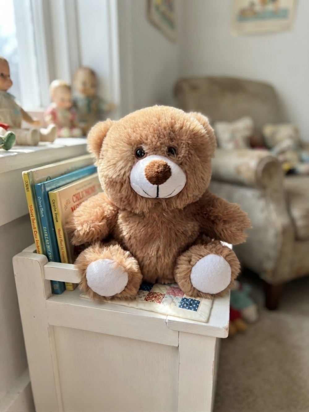 TCM II INC. Toys Brown Plush Teddy Bear Stuffed Animal White Footpads 9" Retro